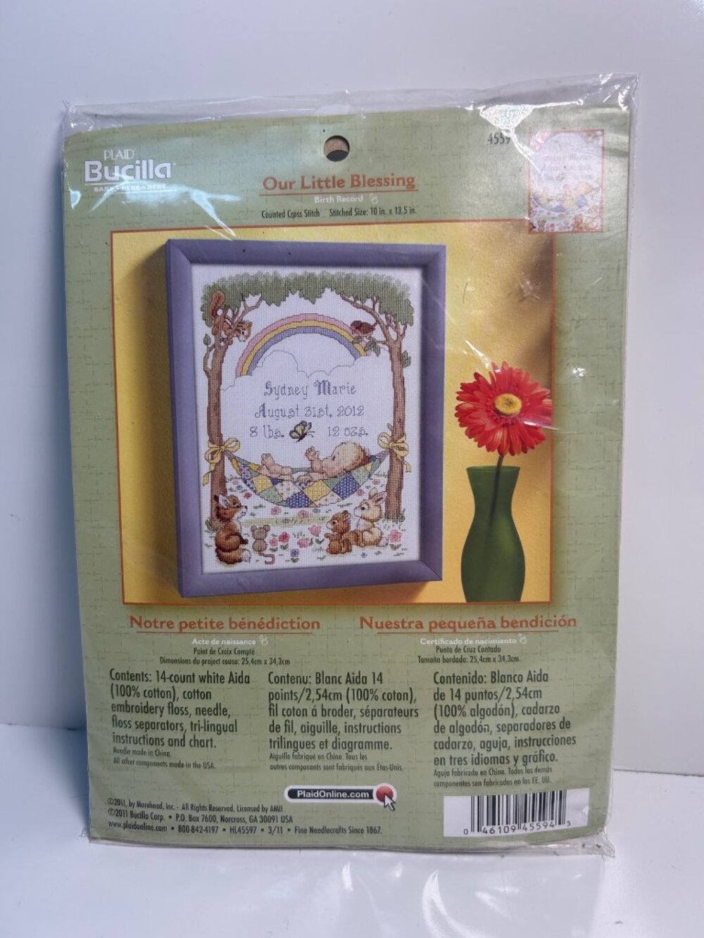Bucilla Our Little Blessing Birth Record Cross Stitch Kit 10" X 13.5" 14-Count A